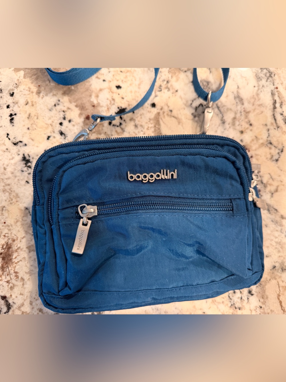 Baggallini Triple Zip Small Crossbody Handbag - Pacific